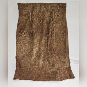 Joe Benbasset Faux Snakeskin Skirt Brown Leather Look A-Line Made USA Y2K